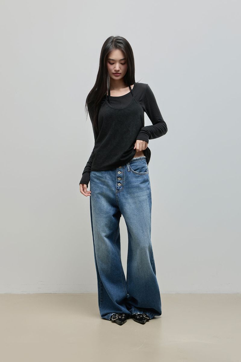 Halter-Tie Suede Apron_Black