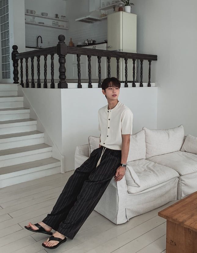 Seilen Stripe Banding Wide Slacks