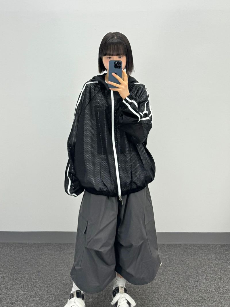 mesh track hooded jacket