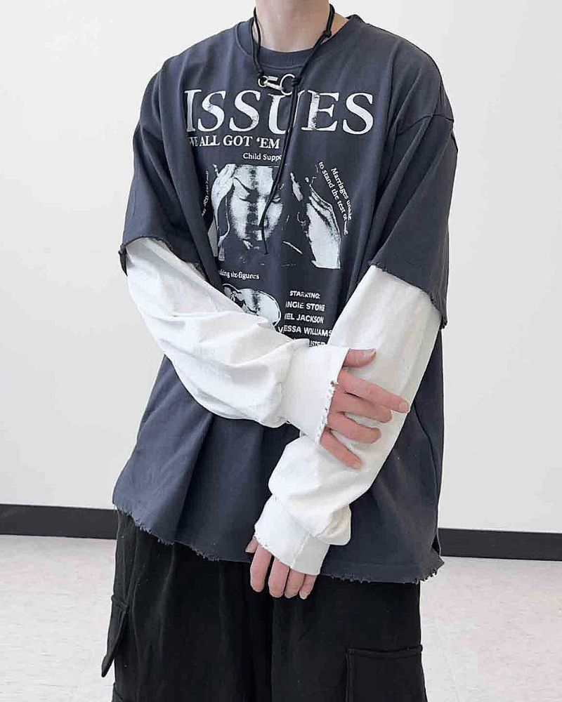 Issue Layered Color-Blocked Oversized Long Sleeve