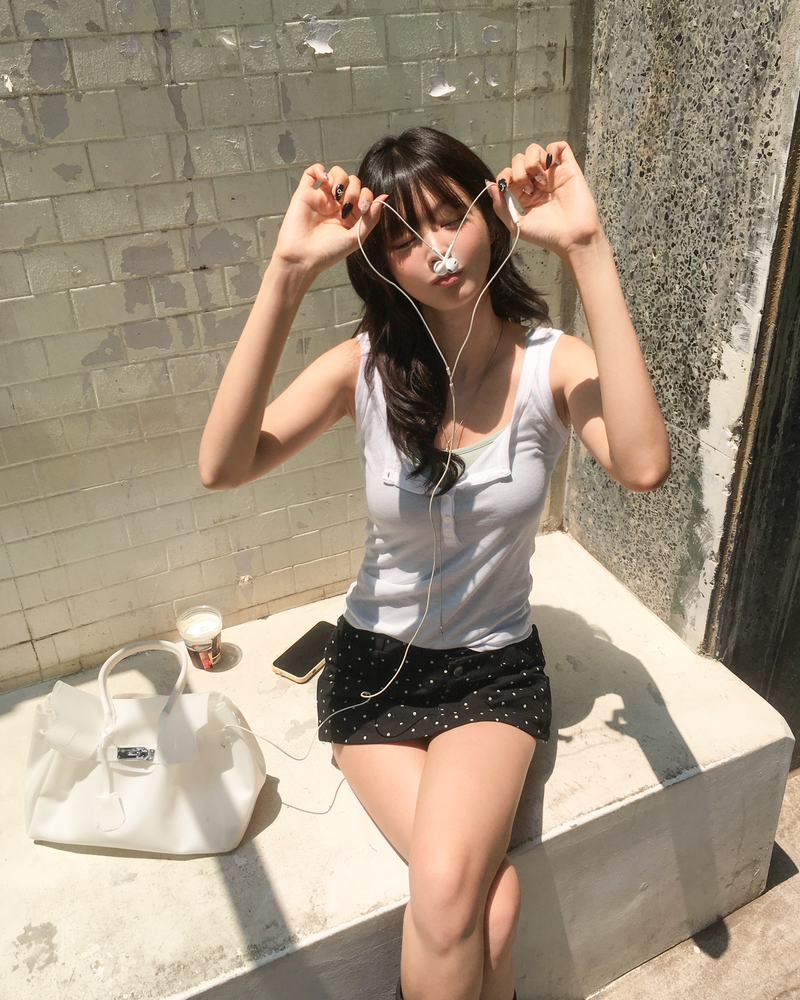 Dot double waist skirt pants