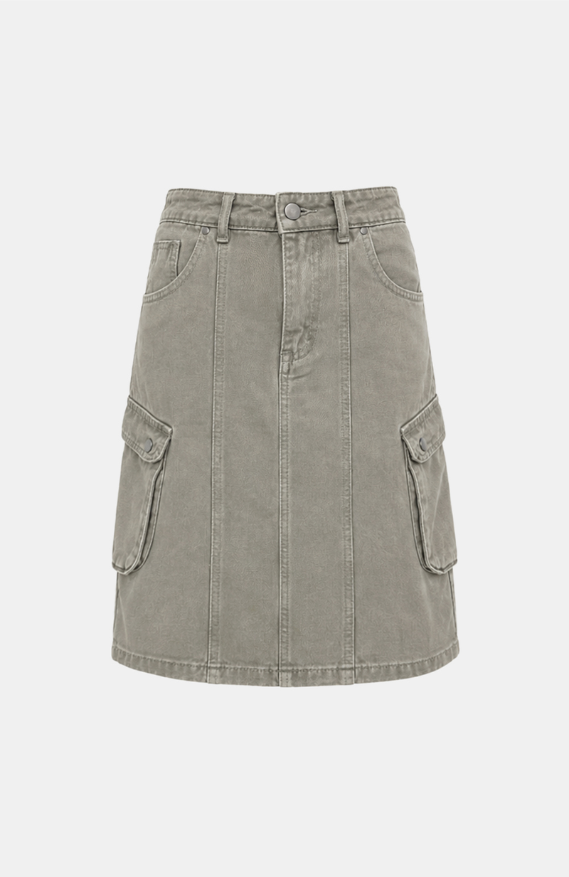 Molly Washed Cargo Denim Skirt