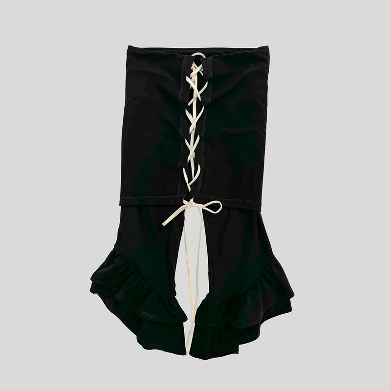 LACE-UP CONVERTIBLE JUMPSUIT: BLACK