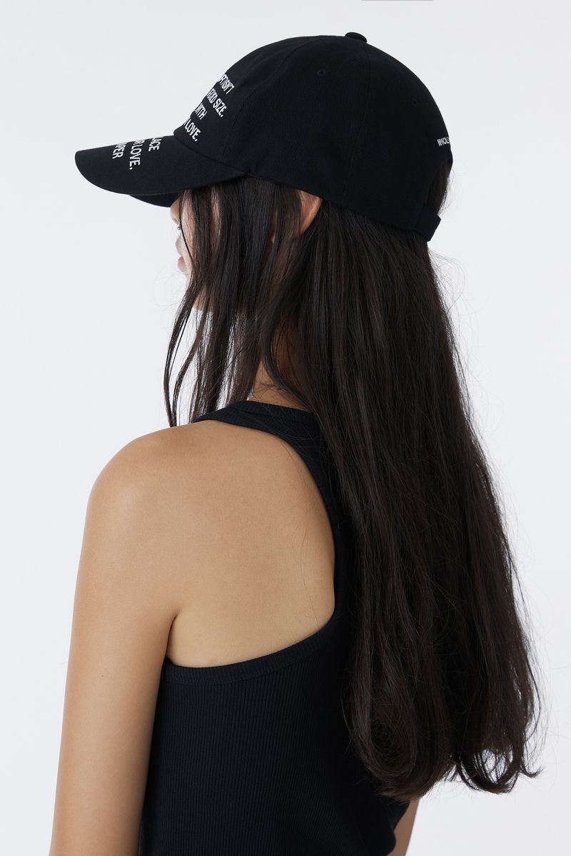 TEXT BALL CAP (BLACK)