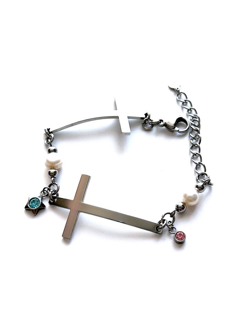 win Cross Charm Bracelet