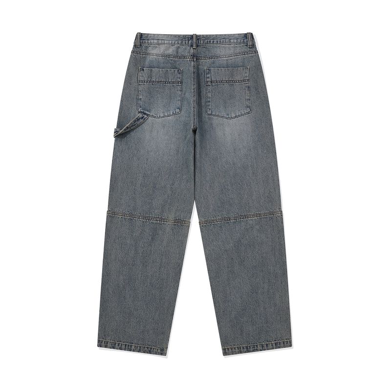 Ptery double knee pants / Washed blue