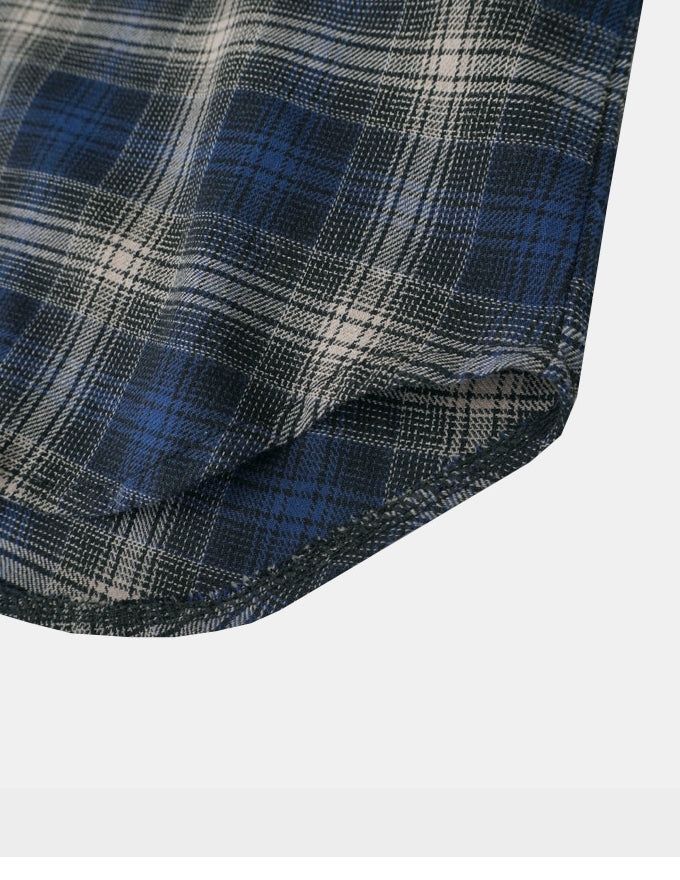 Retro flannel check hood shirt