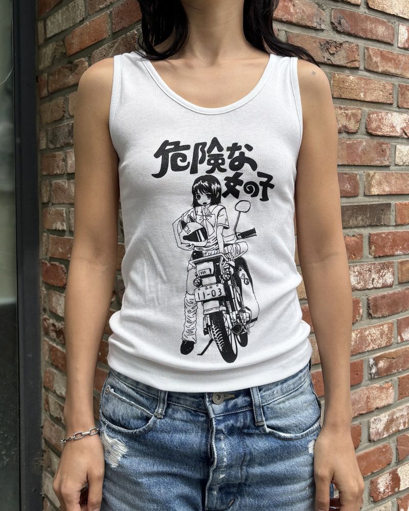 A MOTORCYCLE GIRL Sleeveless (WHITE)