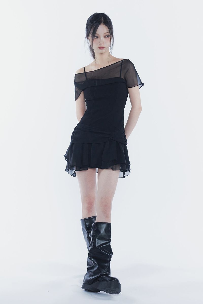 MERRY CHIFFON DRESS black