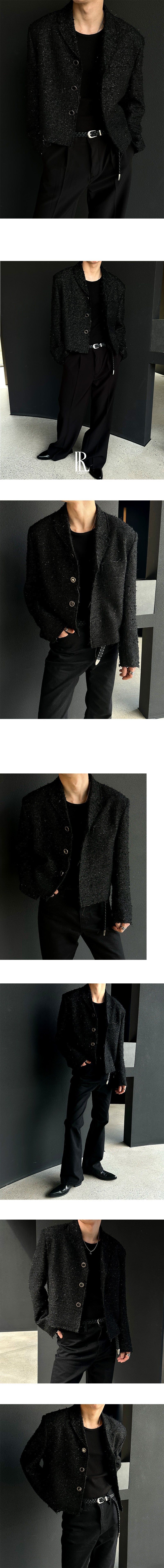 [PREMIUM] Crush glitter tweed jacket(2color)
