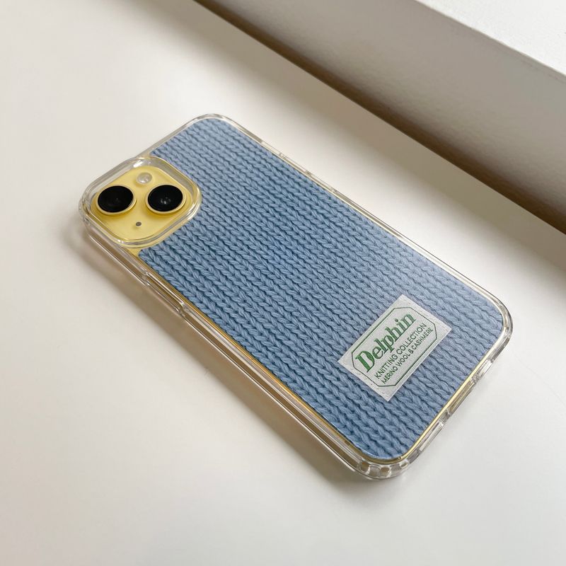LABEL KNIT HARD JELL CASE_BLUE