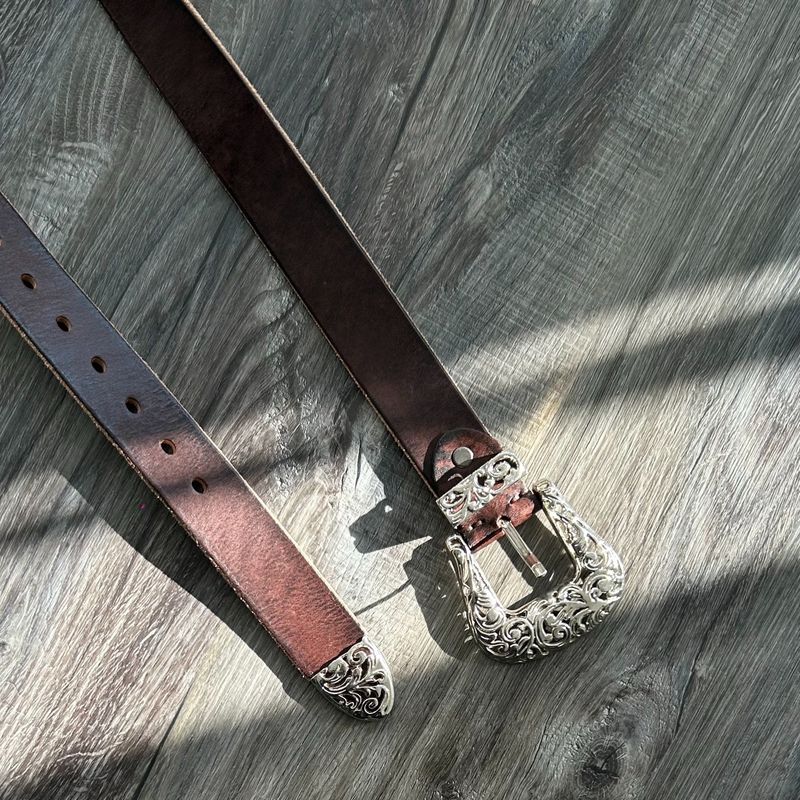 Burgundy-Brown Western Belt
