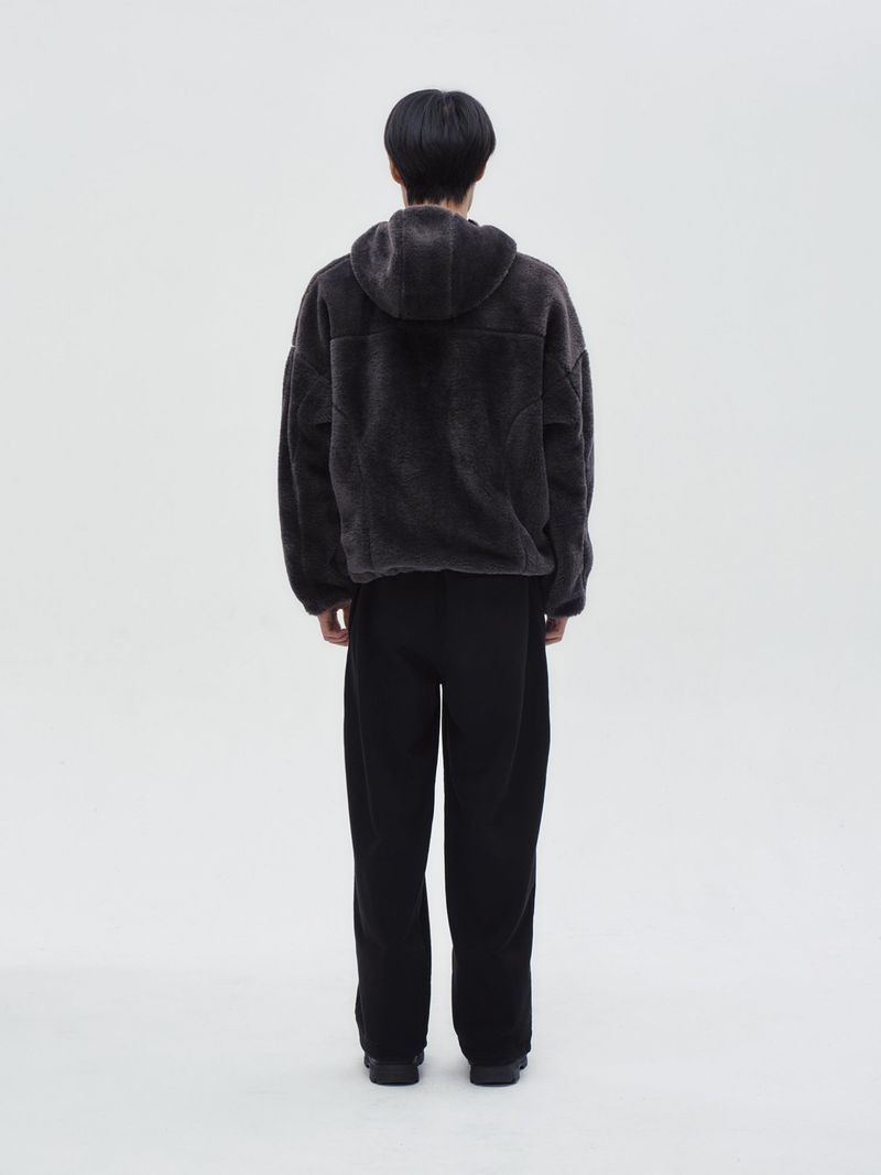 FLEECE HOOD ZIP-UP [Charcoal]