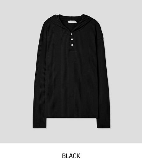 Taze Line Button Knit Hoodie