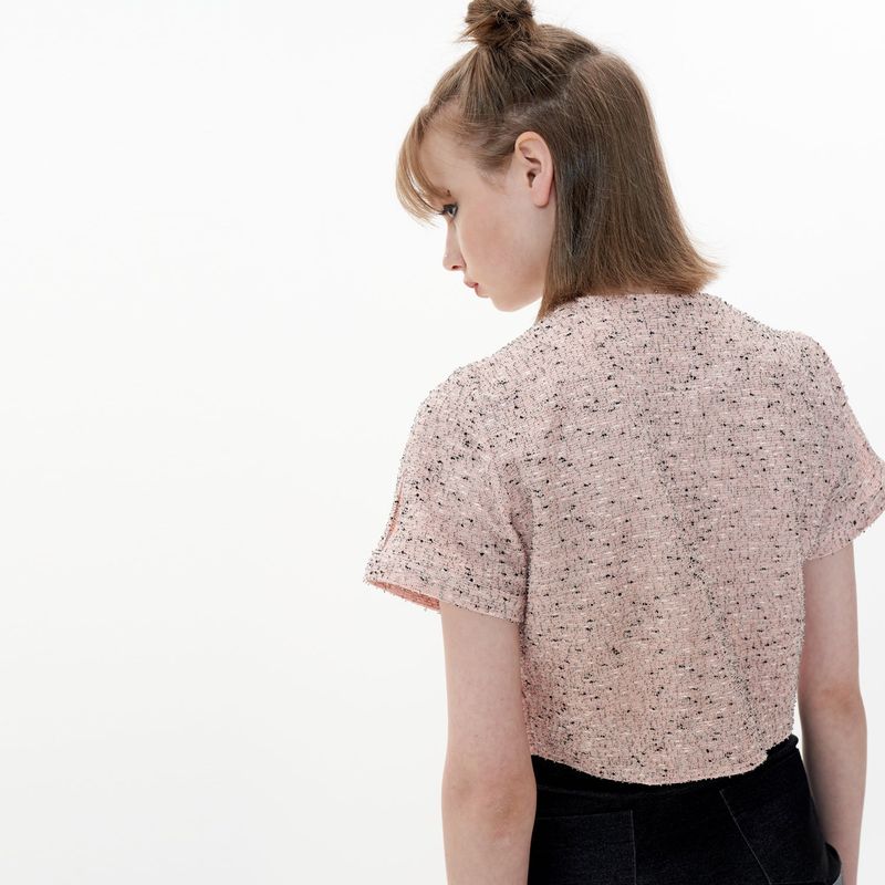 Ribbon Tweed Shirt [Pink]
