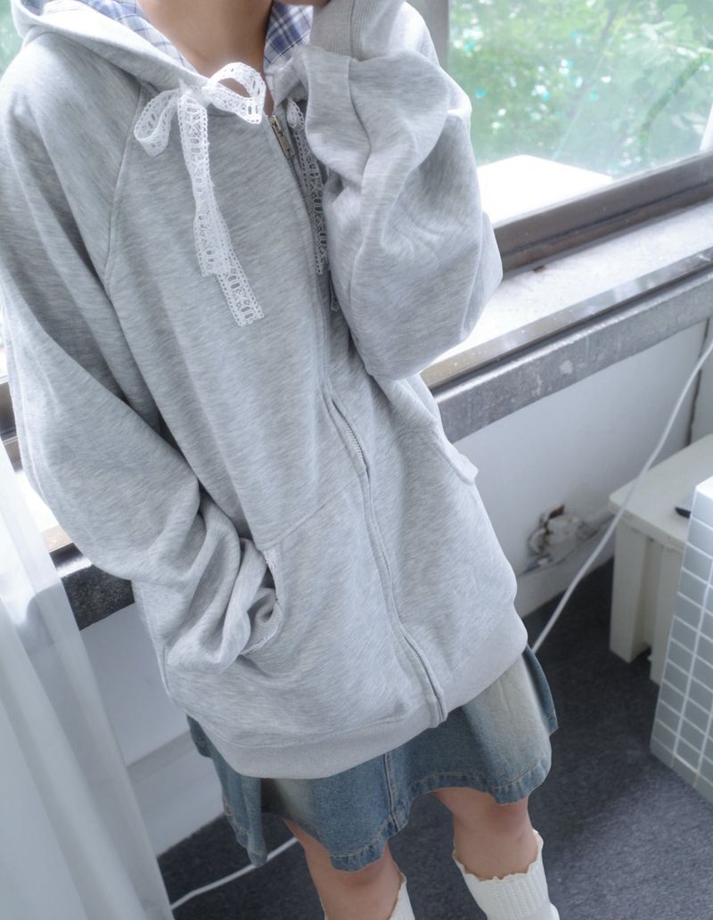 Petite Check Hooded Zip-Up