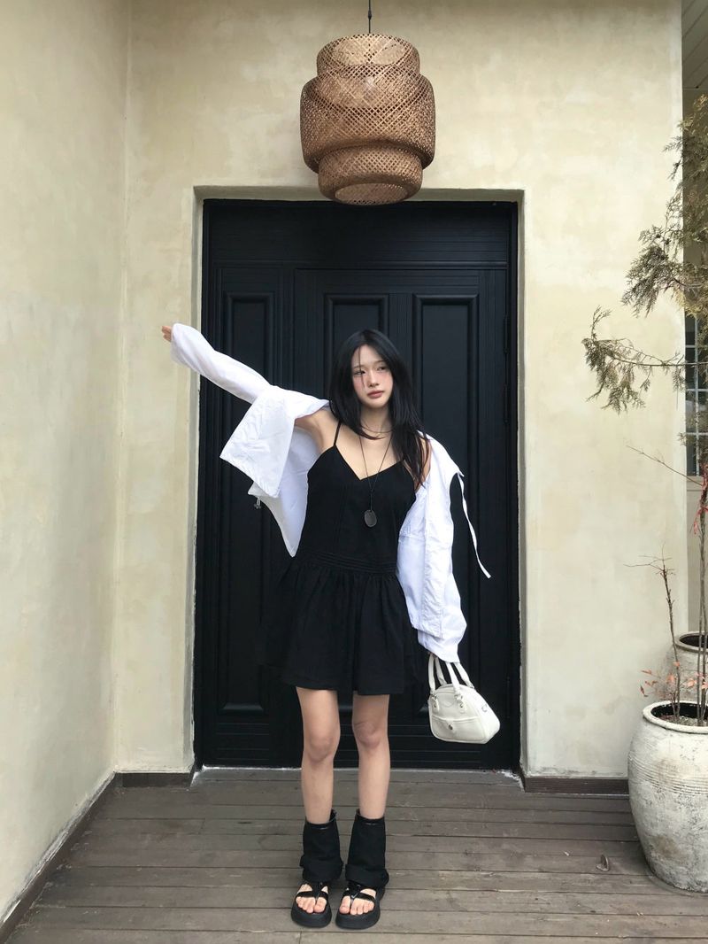 Roen Pintuck Layered Slip Mini Dress