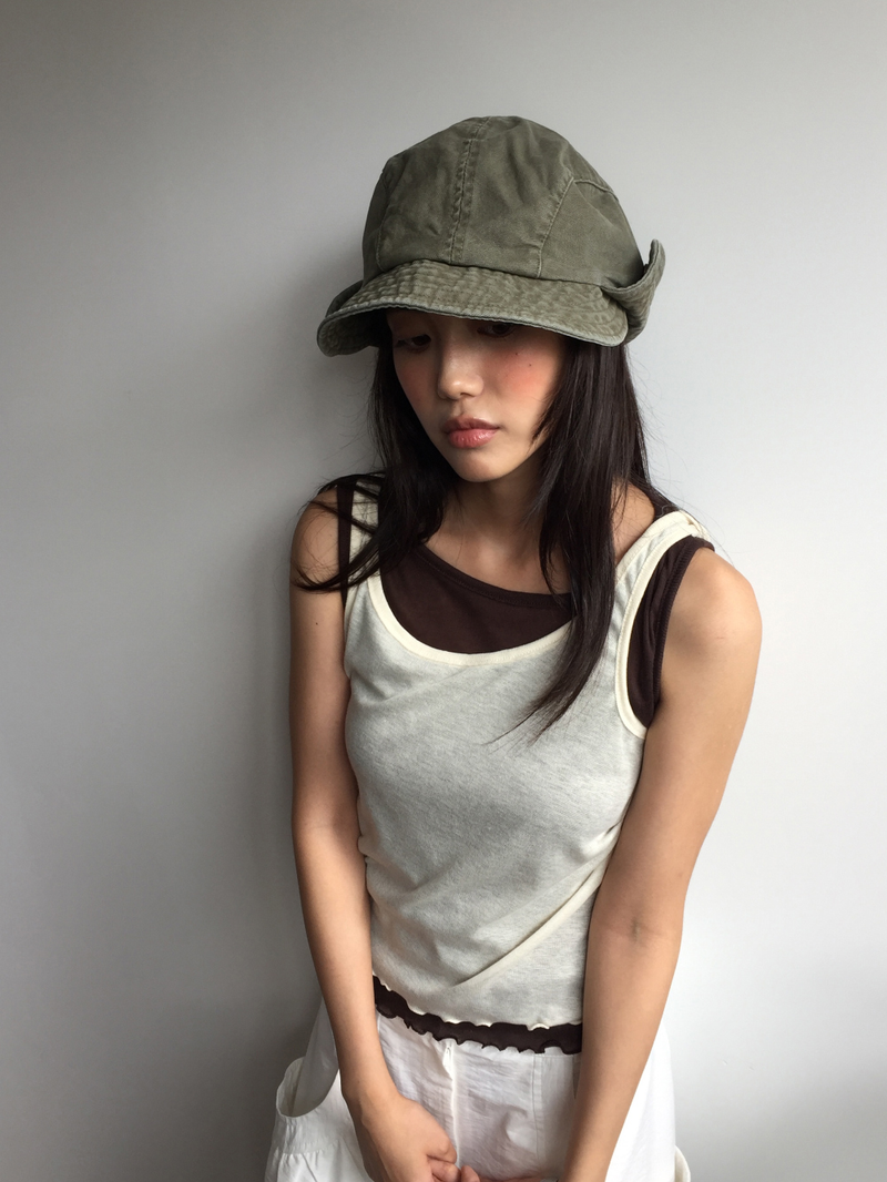 Washed flap bucket hat (2color)