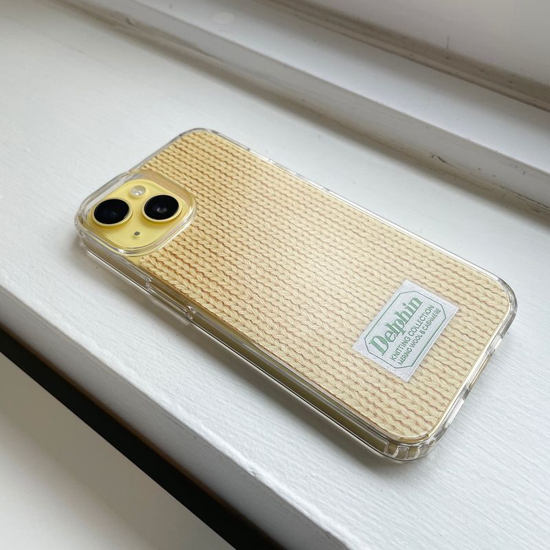 LABEL KNIT HARD JELL CASE_YELLOW