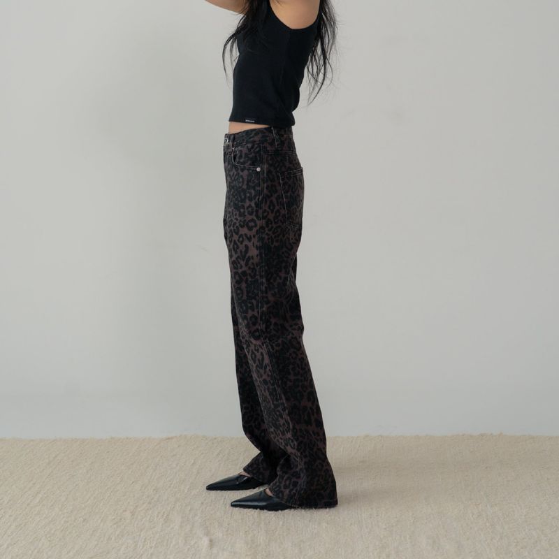 LEOPARD WIDE PANTS (WINE)