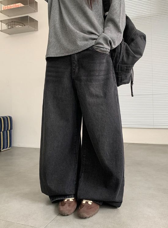 Lunen Washing Wide Denim Pants