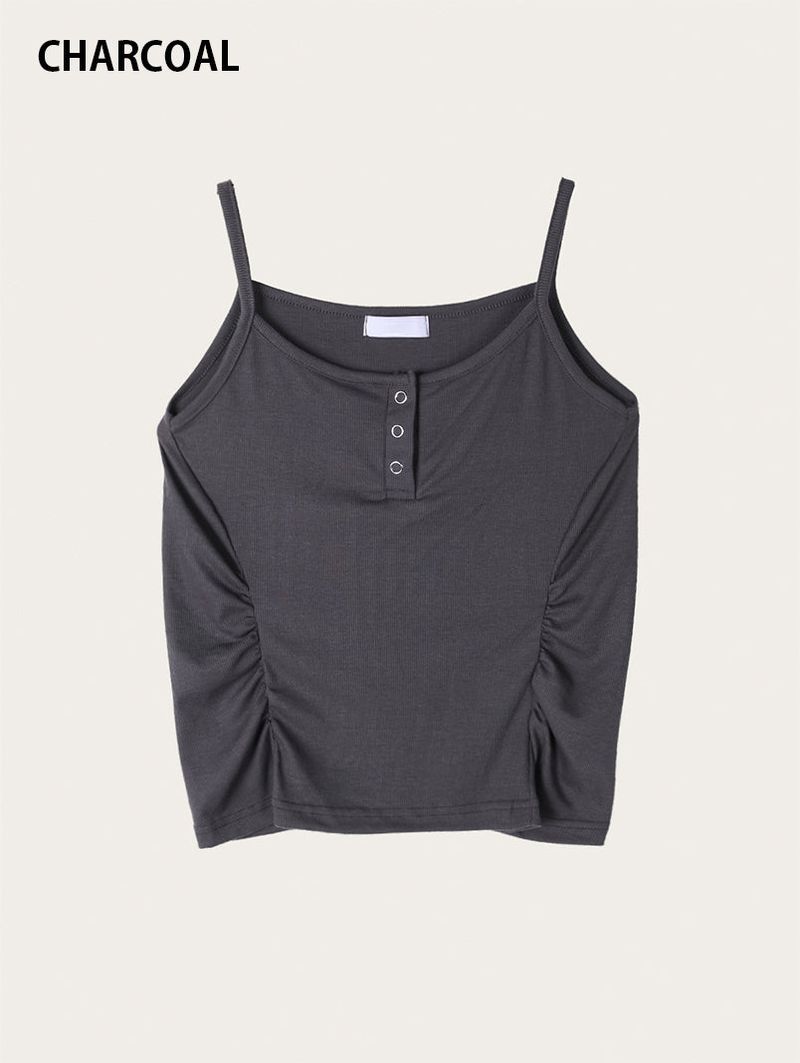 SIDE SHIRRING BUTTON SLEEVELESS (3C)