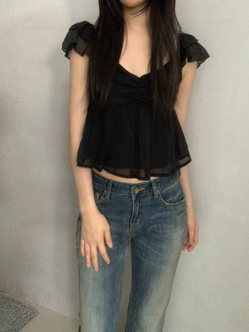 ROIA(ロイア)の「Raimon Shirred Chiffon Crop Blouse(Tops)」