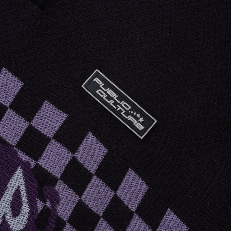 Social Butterfly Knit Polo - Black, White, Purple & Soft Purple