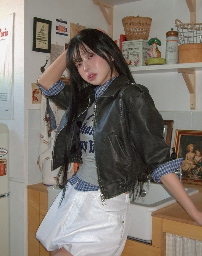 ULAN（ユレン）の「Kender washing two way crop leather jacket（Jackets/Outerwear）」
