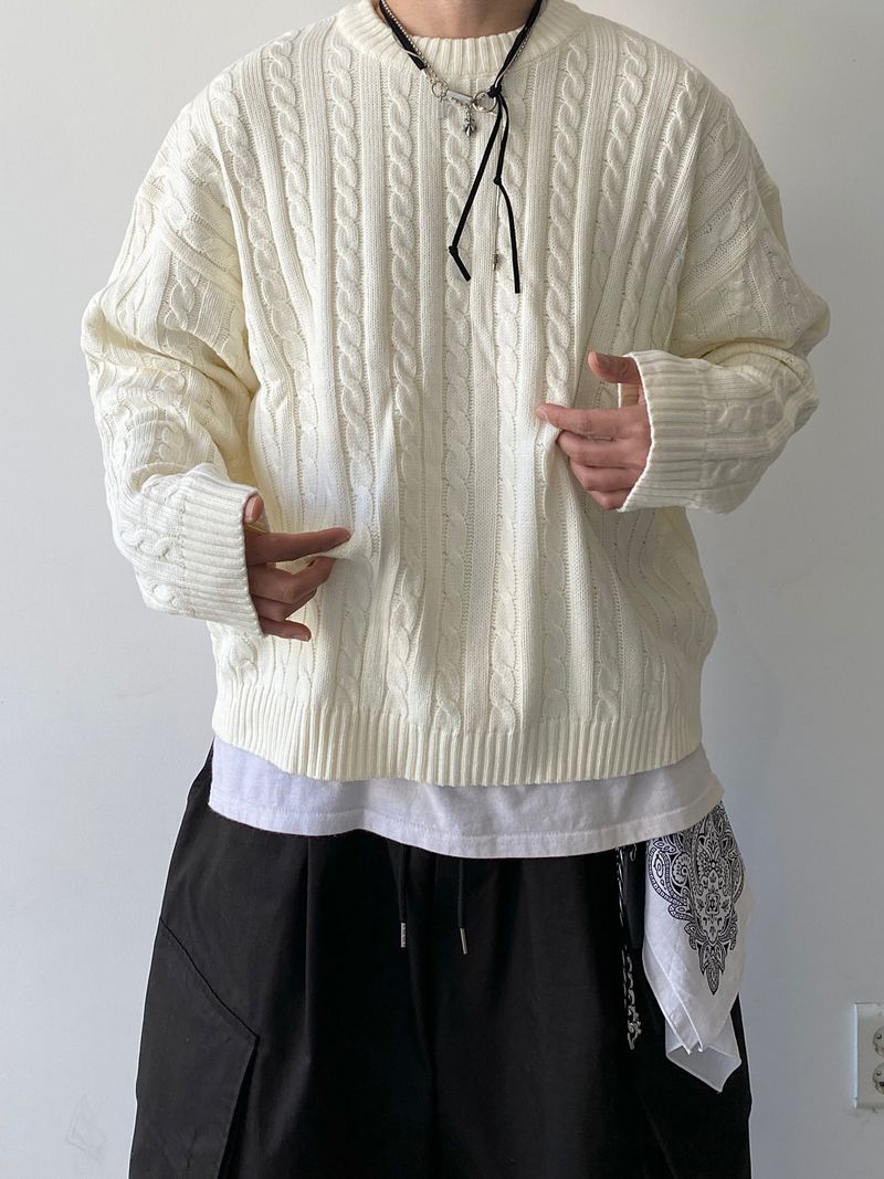 Cropped Twisted Round Knitwear (5color)