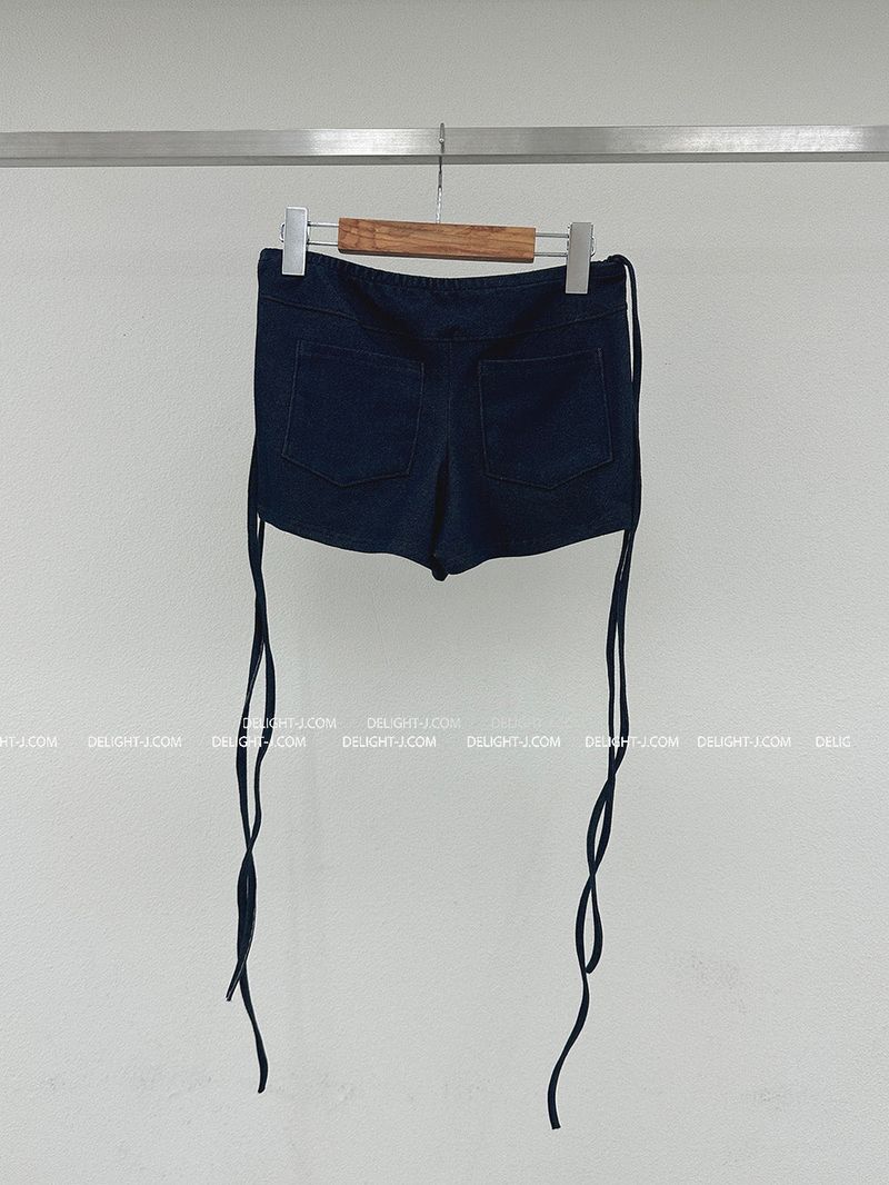 denim strap micro short pants