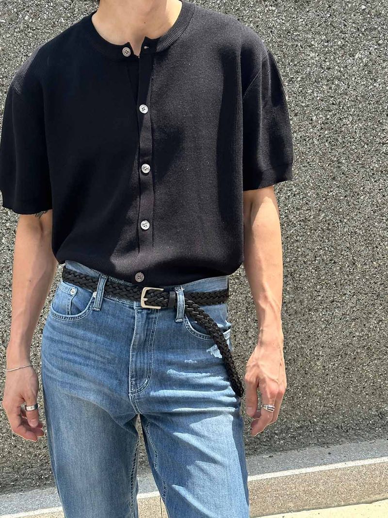 Viscos round half cardigan(6color)