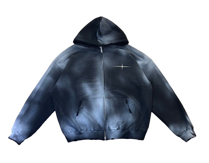 Unisex Tie Dye Over Hooded Zip-Up 2C