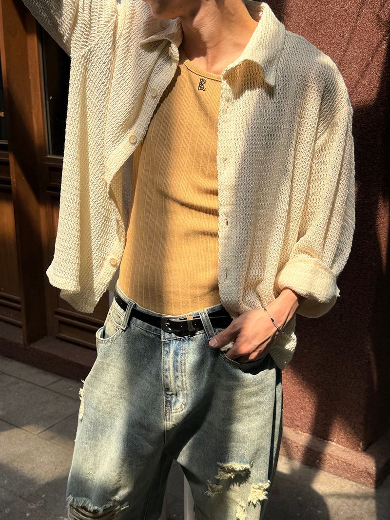 [Unisex] Croche summer shirts(3color)