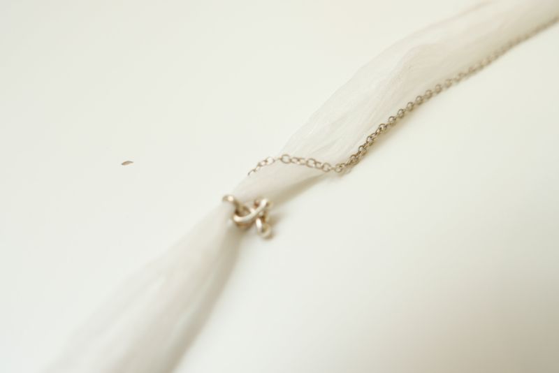 Silver925 flower organza silk necklace