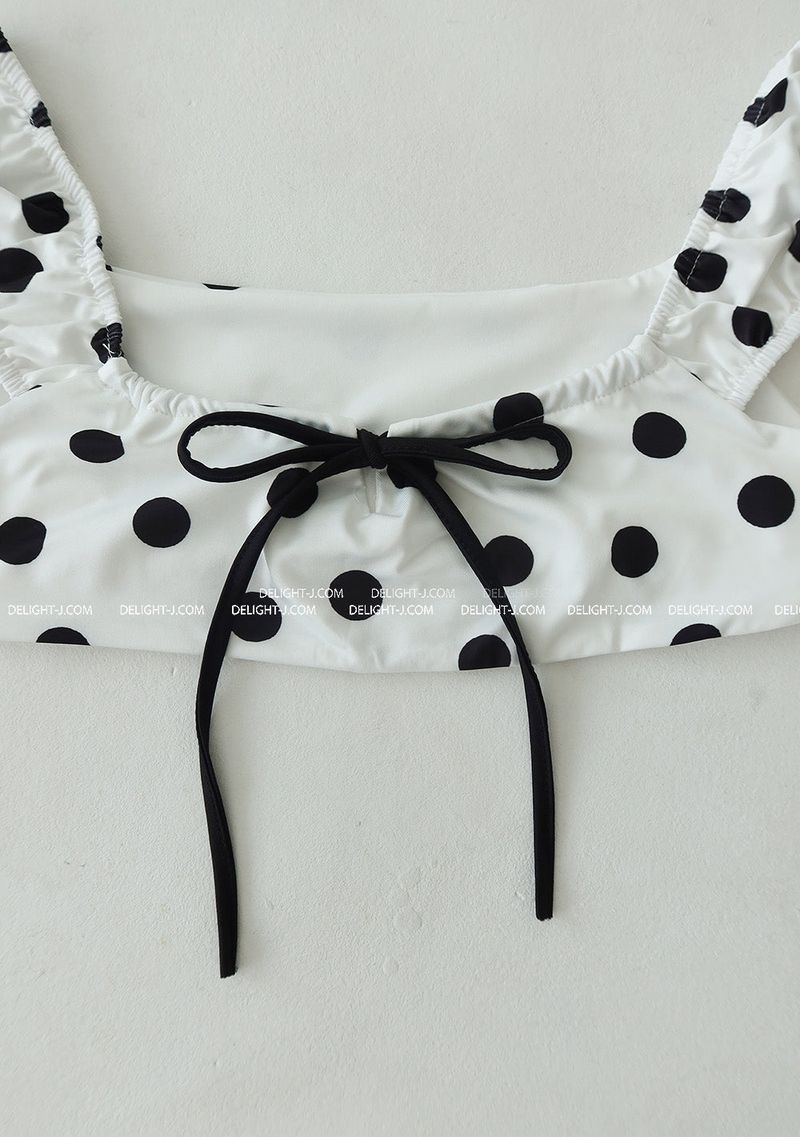 Dot ribbon dot frill bikini