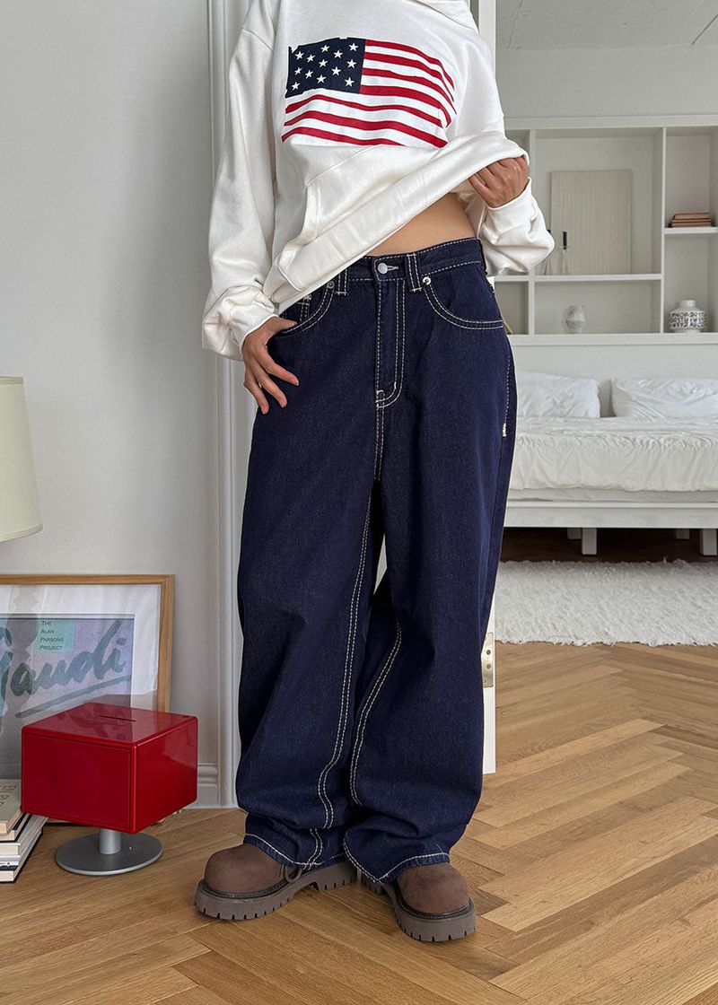 STITCH POCKET WIDE DENIM