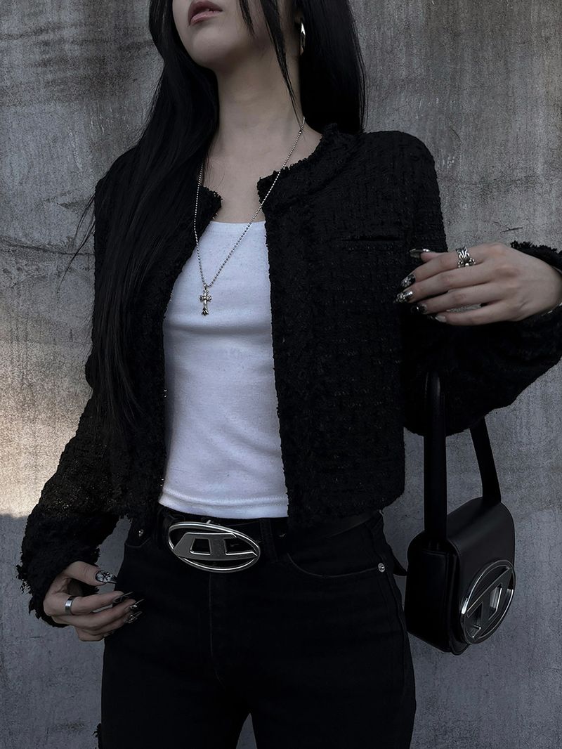 cropped tweed jacket (2color)