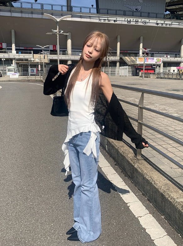 Botu Slim Washing Denim Bootcut Pants