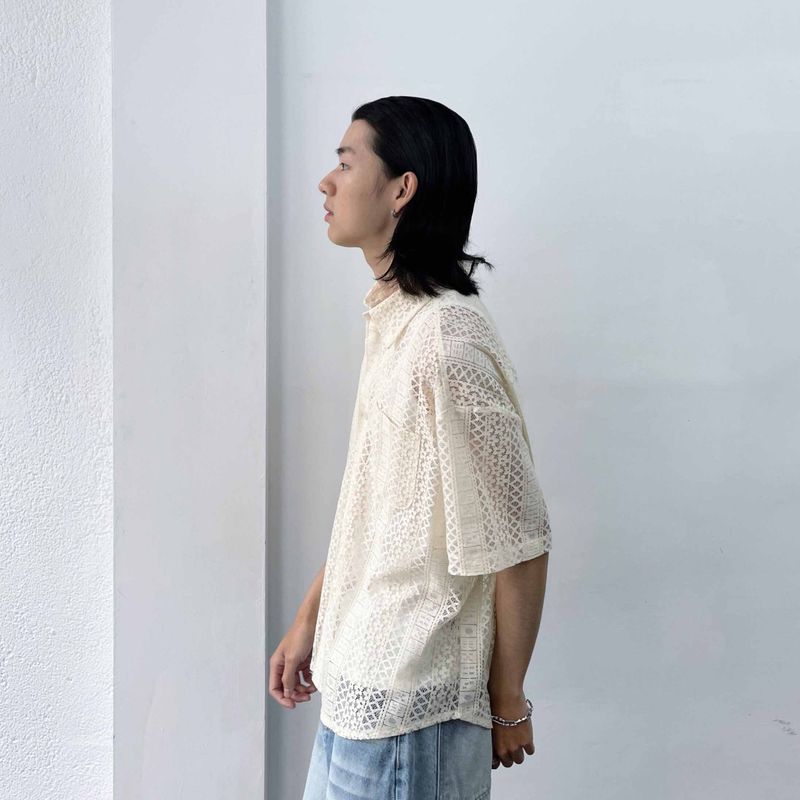 Hollow Knit Striped Shirt