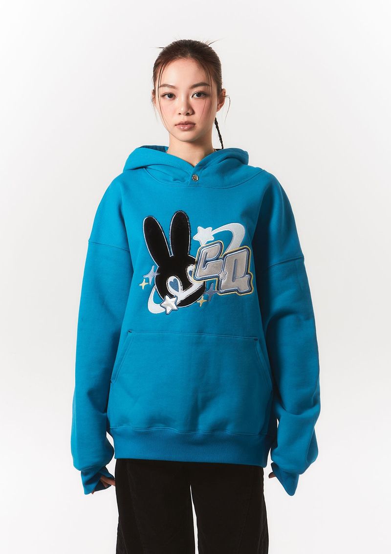 fur bunny planet hoody - blue