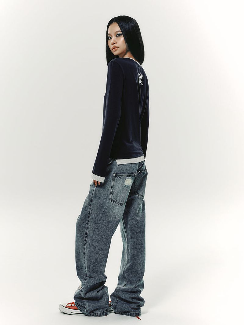 EMBLEM LAYERED L/S NAVY