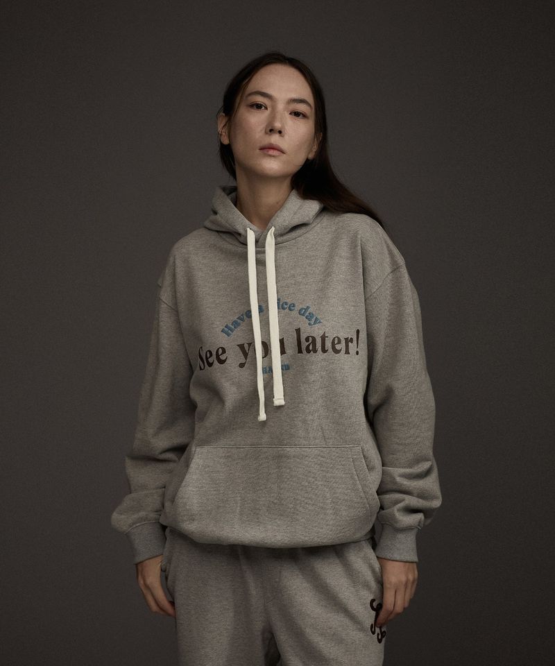 W HAAND LOGO GRAPHIC HOODIE GREY