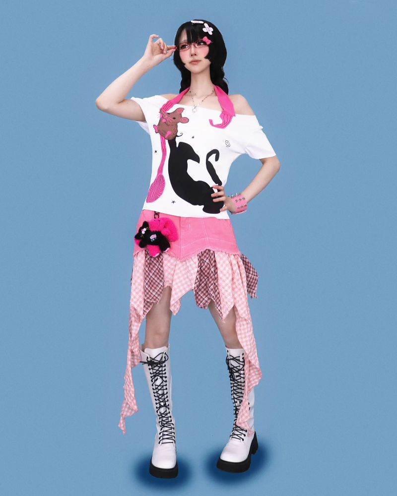 dangerous mouse halter-neck T
