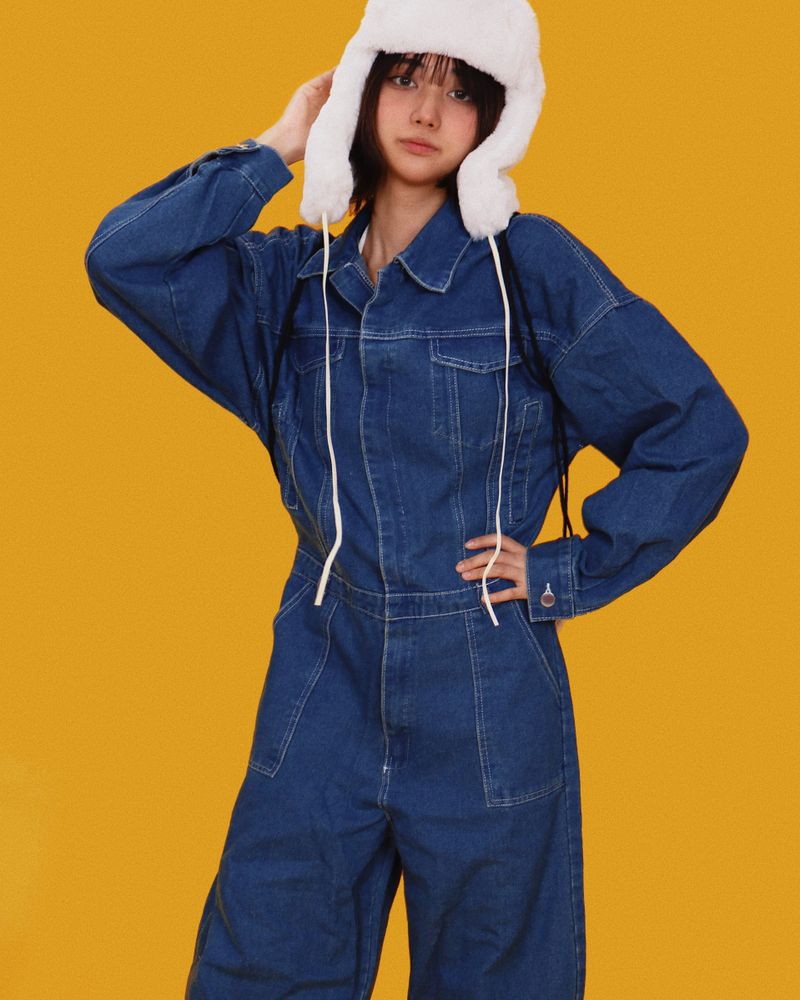 mush over denim jumpsuit