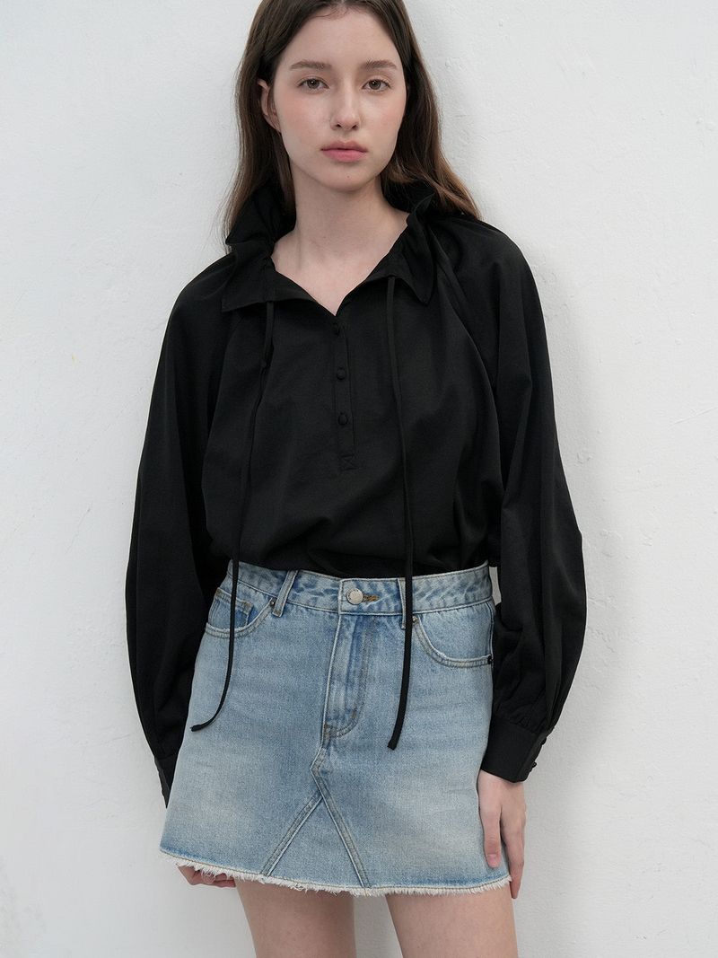 【即日発送】loose fit frill collar blouse