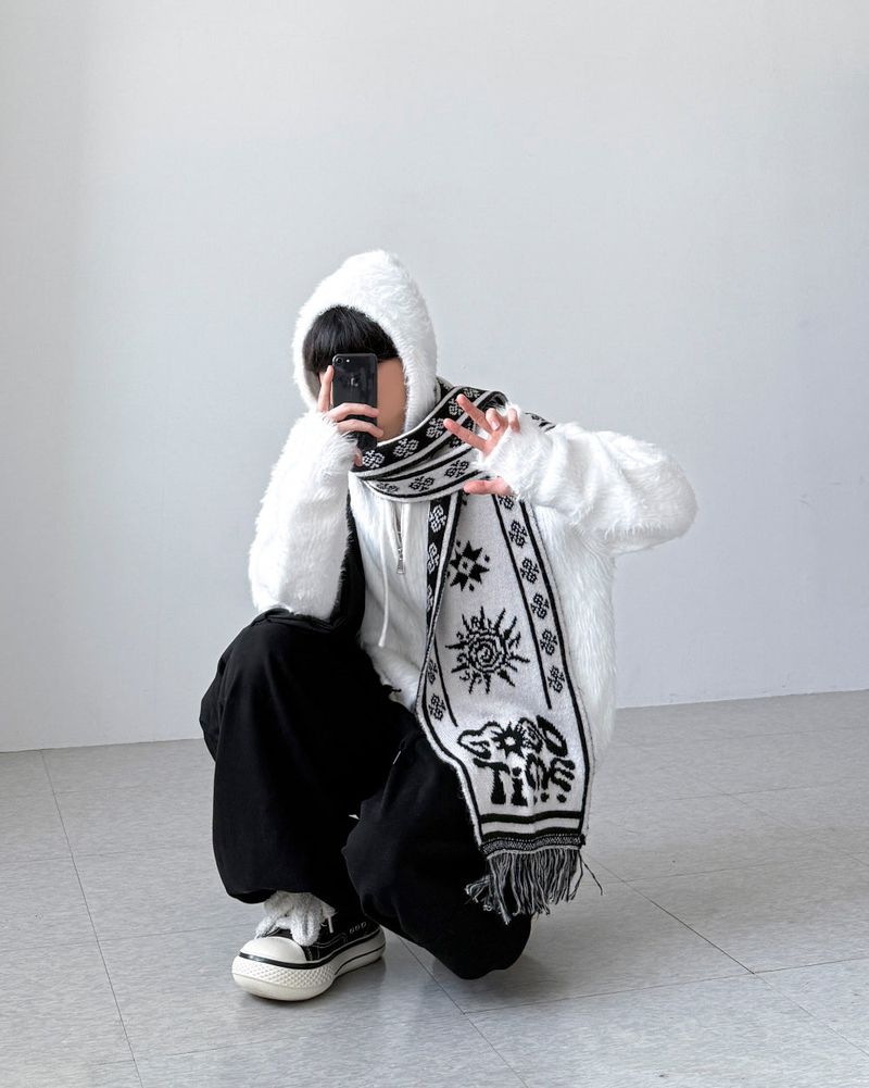 Shaggy Angora Knit Zip-Up