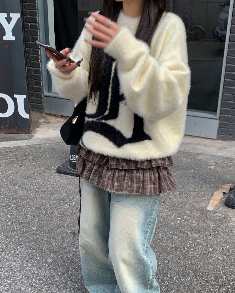 チェックレイヤードスカート