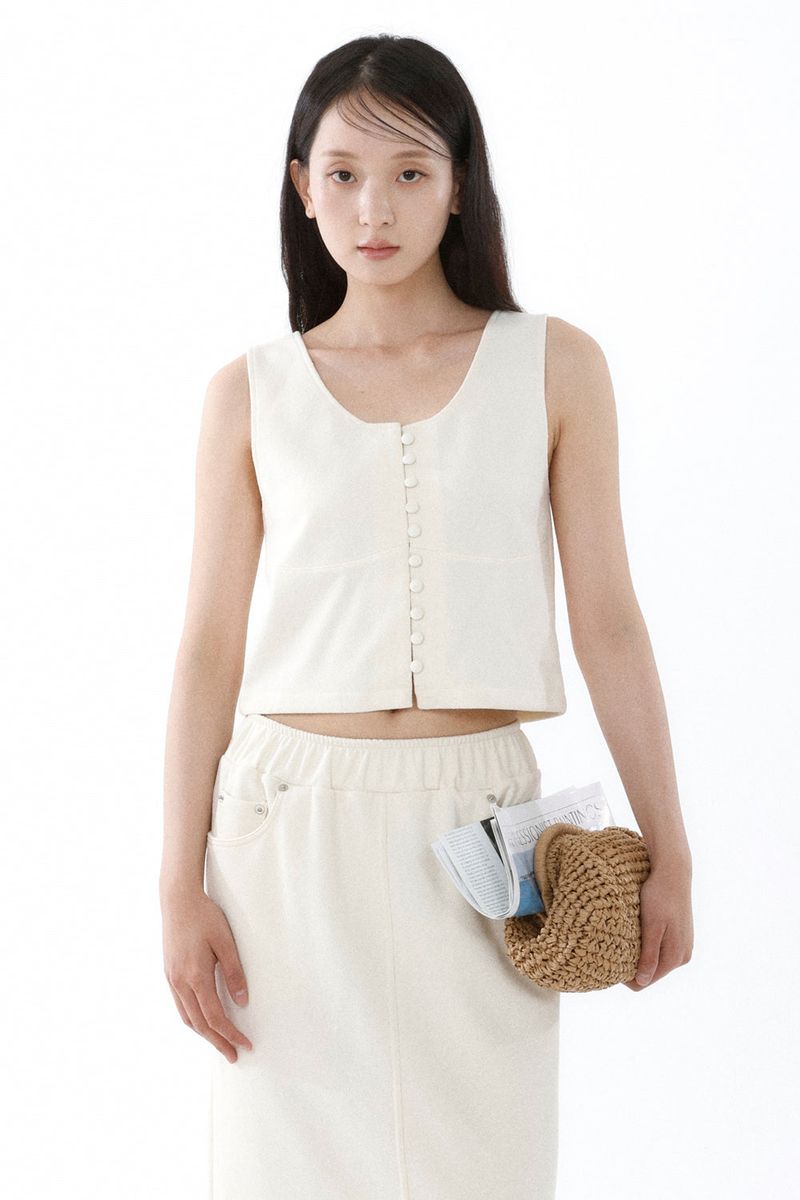 KNIT TEXTURE LONG SKIRT_IVORY