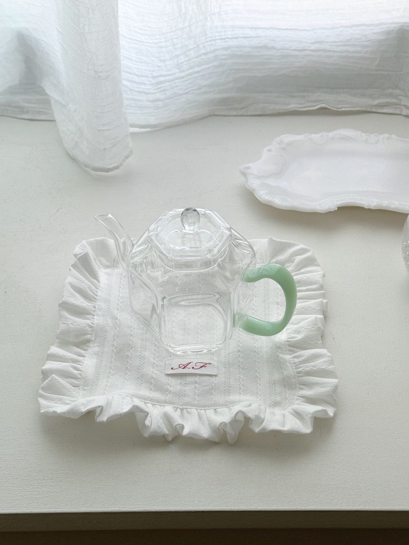 Initial Label Frill Matte Coaster Cotton Cover s